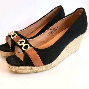 Black Wedge Sandals sz 7.5 but fit like 8s